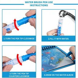 ibox Reusable Water Painting Book Water Magic Colouring Book With Water Filling Pen 1 Washable Ink Nib Sketch Pens with Washable Ink image 3