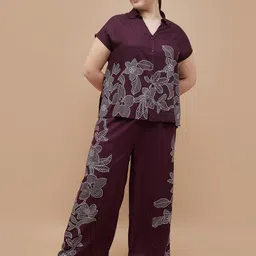 nexus by lifestyle Casual Regular Sleeves Printed Women Purple Top-picture-21