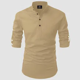 fashion marts Men Solid Cotton Blend Straight Kurta image 1