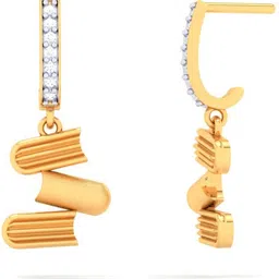 PC Chandra Jewellers Three Books Design Yellow Gold 18kt Diamond Drop Earring image 3