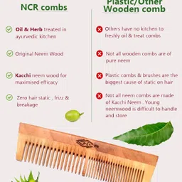 ncr All Purpose Duel Tooth Neem Wood Comb For Hair GrowthAnd Hair Fall image 3