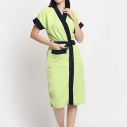 creeva Parrot Green & Indigo Free Size Bath Robe-picture-12