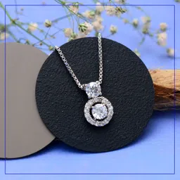 Femme Jam 925 Sterling Silver Zirconia Crystal Designer Pendant / Locket for Women & Girls Swarovski Crystal White Gold Pendant image 2