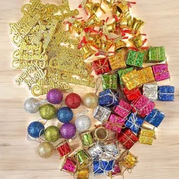 New_Christmas Tree Decoration Ornaments Props Hanging Combo T48-XMAS Hanging Star Pack of 98-image-81