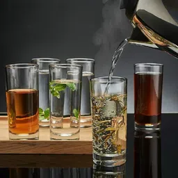 verphx (Pack of 6) Stylish Clear Transparent Multipurpose Drinking Glass | Transparent Long Glass | Highball Glasses | Juice Glass | Plaza Tumbler Glass Set Water/Juice Glass image 1