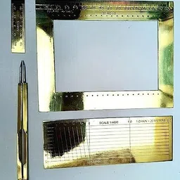 sanahill PATWARI Area Comb & Diagonal Scale KIT of 1/4000 Marking (4 Items Combo) Brass Analytical Scale image 1