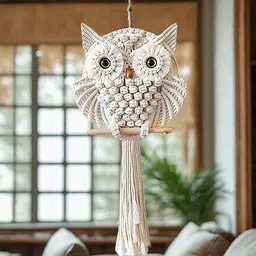 timjo Handmade Macrame Owl Wall Hanging | Chic Home Décor with Natural Elements image 2