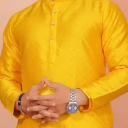 triotee Men Solid Jacquard Straight Kurta image 3