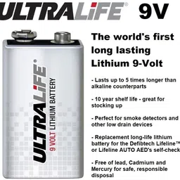 microusb Ultralife 9Volt U9VLJPX Lithiumfor Sensors and Memory BackupsBattery image 3