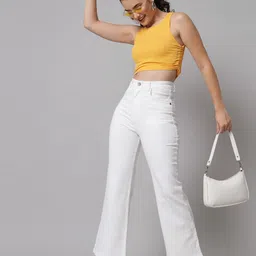 guti Women Flared High Rise White Jeans image 3