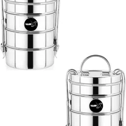 aollyx Stainless Steel Food Grade Lunch Box | Traditional Tiffin Carrier PACK OF 2 4 Containers Lunch Box-picture-18