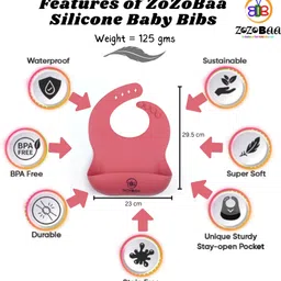 zozobaa Silicone baby feeding bib with long spoon,Water Proof, Easy Adjustable, Washable image 4