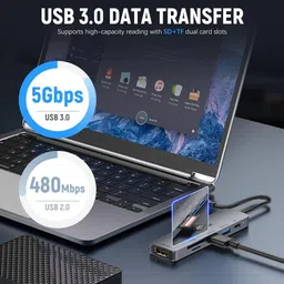 ELEPHANTBOAT 6 in 1 USB C HUB with One USB C PD100W Fast Charging Port for Various Devices 6 in 1 USB C Hub with USB C PD 100W Fast Charging Port Converter Dock image 4
