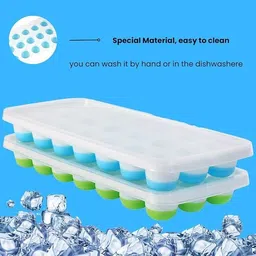 volito Ice Cube Trays for Freezer with Lid 21 Cavaties with Pop Up Easy Release Green Plastic Ice Cube Tray image 4