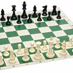 tima Professional Vinyl Chess Set with Bag Green 17 x 17 inches,for 6 years and up 6 cm Chess Board image 2