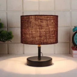 Devansh Iron Table Lamp With Brown Jute Shade by New Era image 1