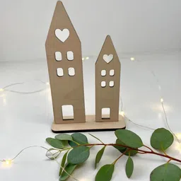 haoser Wooden Canal Houses Handmade Pine MDF Decorative Light Houses Wooden Cut-outs image 2