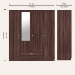 godrej interio Ewa 4 Door Warobe with Mirror in Brown Finish image 2