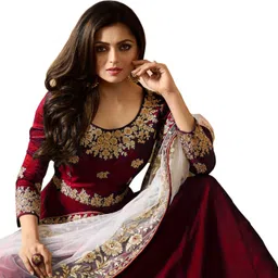 divine international trading co Semi Stitched Georgette Salwar Suit Material Embroidered, Self Design image 3