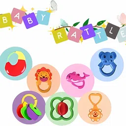 tedbee Set Of 7 Plastic Non Toxic Standard Rattles For New Borns, Baby,Kid_03 Rattle image 4