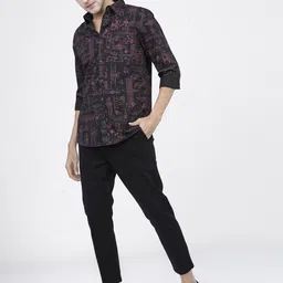 highlander Men Slim Fit Printed Cut Away Collar Casual Shirt image 5