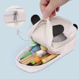 happy shopping store Amazing Digital Panda Shape Pencil Pouch/Box 2 Zipper Pockets Super Quality Art Artificial Leather Pencil Box image 2