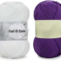 waaome ® White And Purple Wool 200 Gram 100x2 Hand Knitting Art Craft Soft Yarn (WA128)-picture-14