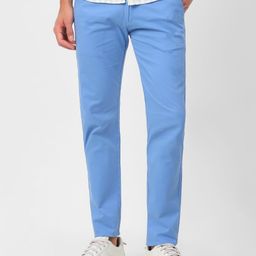 urbano fashion Men Slim Fit Blue Cotton Blend Trousers-picture-15