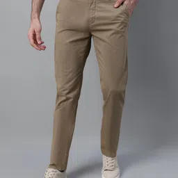 cantabil Men Regular Fit Brown Cotton Blend Trousers-picture-11