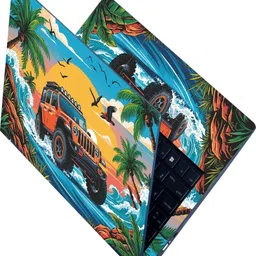 Anweshas Full Body Laptop Skin for Laptops Upto 15.6 Inch - Tropical Jeep Safari HD Sticker No Residue Removable Self Adhesive Vinyl Laptop Decal 15.6-picture-46