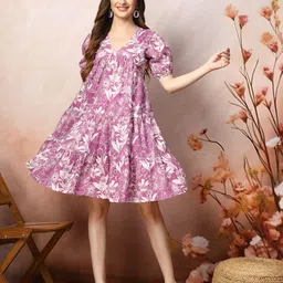 stylum Women Fit and Flare Purple Above Knee/Mid Thigh Length Dress-picture-21