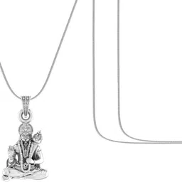 akshat sapphire Sterling Silver (92.5% purity) God Hanuman Chain Pendant (Pendant with Snake Chain- 22 inches) for Men & Women Pure Silver Lord bajrang bali Chain Locket for Good Health & Wealth Sterling Silver Locket Set-picture-41