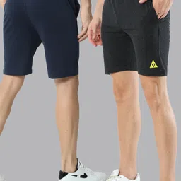 ardeur Pack of 2 Solid Men Grey, Blue Casual Shorts image 1