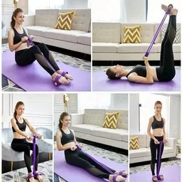 ustraders Rubber Tummy Trimmer Latex Pull Reducer 4 Tubes Resistance Band Pedal Exerciser Ab Exerciser image 3