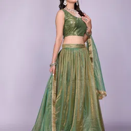 aika Solid Semi Stitched Lehenga Choli image 4