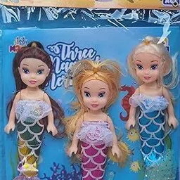 littleminds Mermaid Doll Toys for Kids (Pack of 3 Pcs) image 3