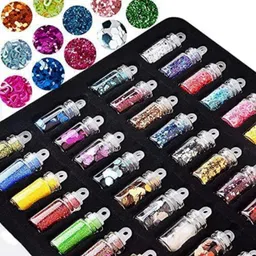 gleam soul Professional Glitters for Nail Art Set of 48 Mini Jars image 2