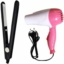 WIB Portable Mini Hair Flat Iron Straightener With Stylish Professional hair Dryer Personal Care Appliance Combo-picture-10