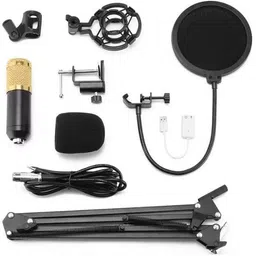 techsale BM800 Condenser Microphone Set with Microphone Stand , Pop Filter BM800 Condenser Microphone Set Full Recording Equipment Kit Mic For Recording image 4