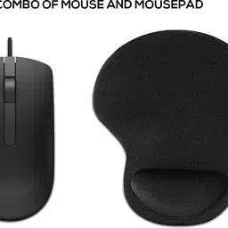 D25 Combo Pack of USB 2.0 Wired Mouse and Wrist Support Mousepad for Laptop,Computer Wired Ambidextrous Optical Gaming Mouse image 2