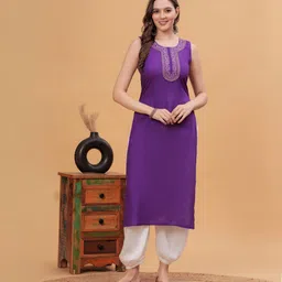 nypa Women Embroidered Viscose Rayon Straight Kurta-picture-11