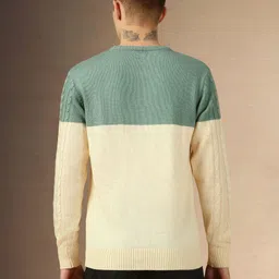 dennis lingo Men Colorblock Round Neck Multicolor Sweater image 3