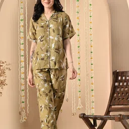 ncandybae Women Night Suit Set Gold Printed-picture-17