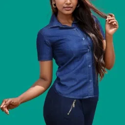 houseofcommon Women Regular Fit Solid Button Down Collar Casual Shirt image 3