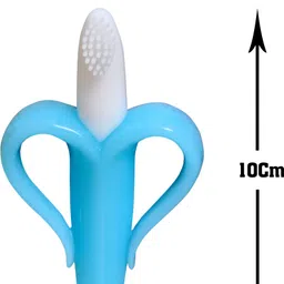 mastela Single Silicone Banana Shaped Teething Toothbrush/Teether for Baby/Toddlers/Infants/Children (Blue, Pack of 1) Teether image 3