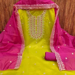 jakhitara Unstitched Chanderi Salwar Suit Material Embroidered-picture-23