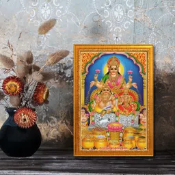 craft quest Laxmi Kuber photo frame for wall hanging (6 X 8 Inches) Religious Frame image 4