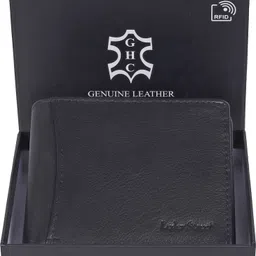 leder street Men Trendy, Travel Black Genuine Leather RFID Wallet image 5