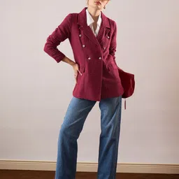 sassafras Women Self Design Single Breasted Casual Blazer image 2