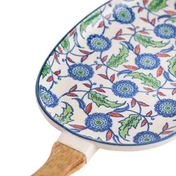 chumbak Jaipur Backyard White & Blue 15 Inch Ceramic Appetizer Platter image 5